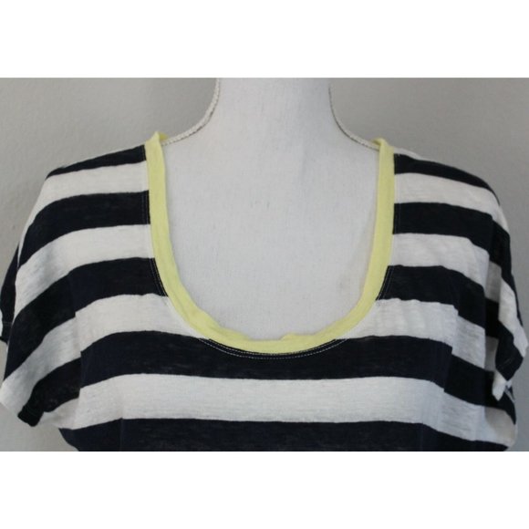 JOIE Maddie Striped Linen Slub Top Navy Blue White Yellow, Size XS - Picture 3 of 7
